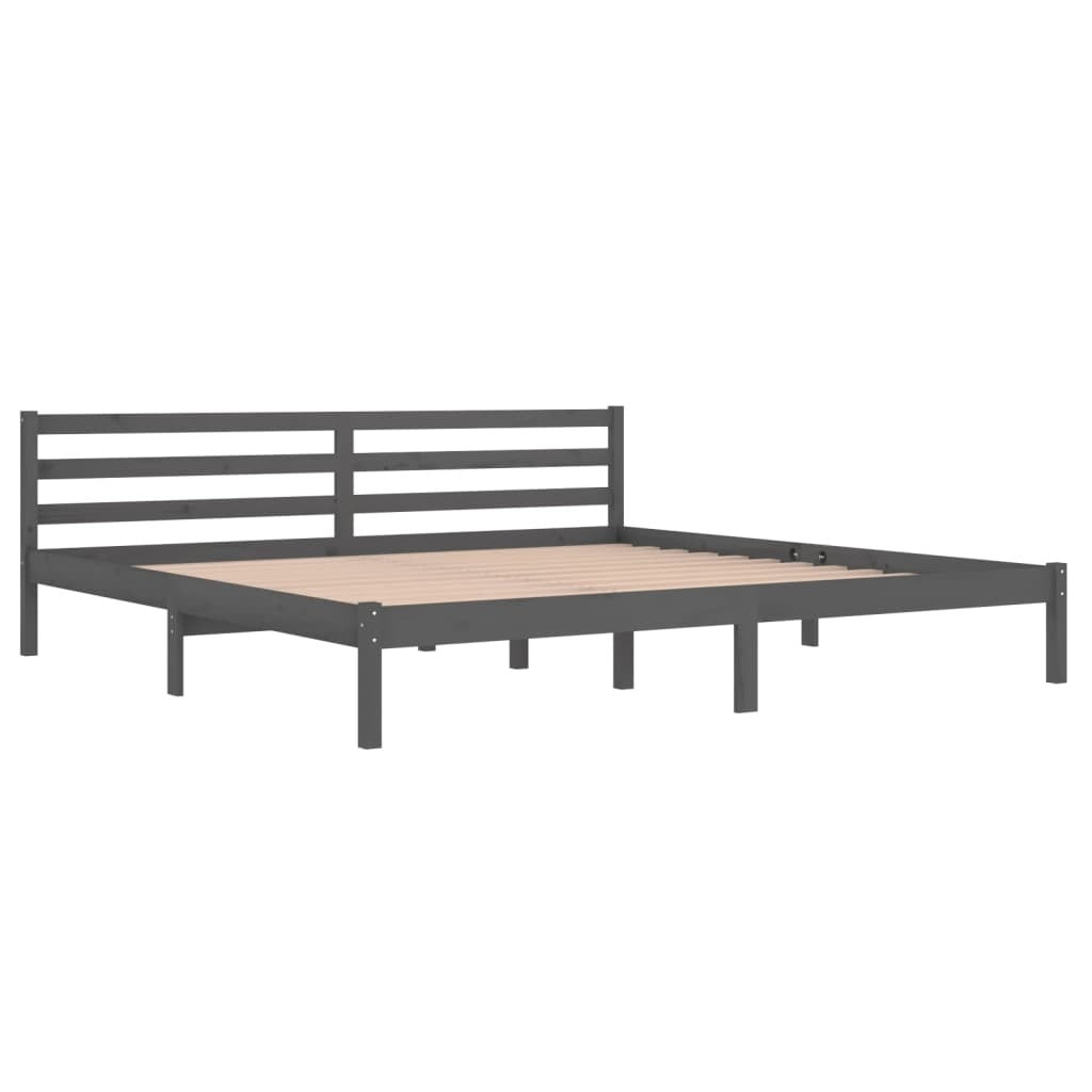 Bed Solid Wood Pine 200x200 cm Super King Grey