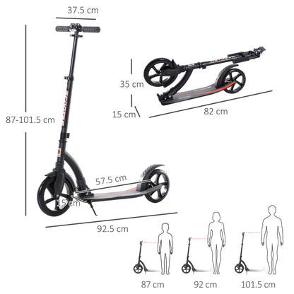Scooter for Teens & Adults – Adjustable Aluminium Frame, Age 14+, Black
