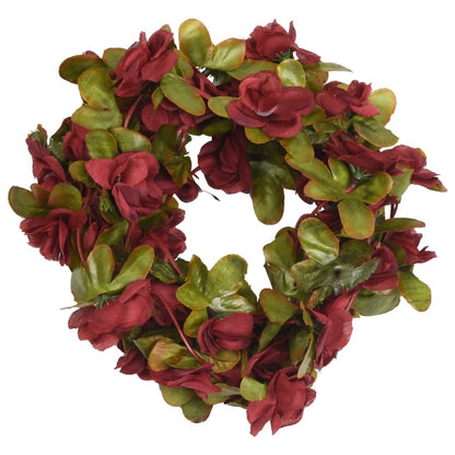 6pcs Christmas Flower Garlands – 250cm Wine Red Artificial Silk & PE Decoration