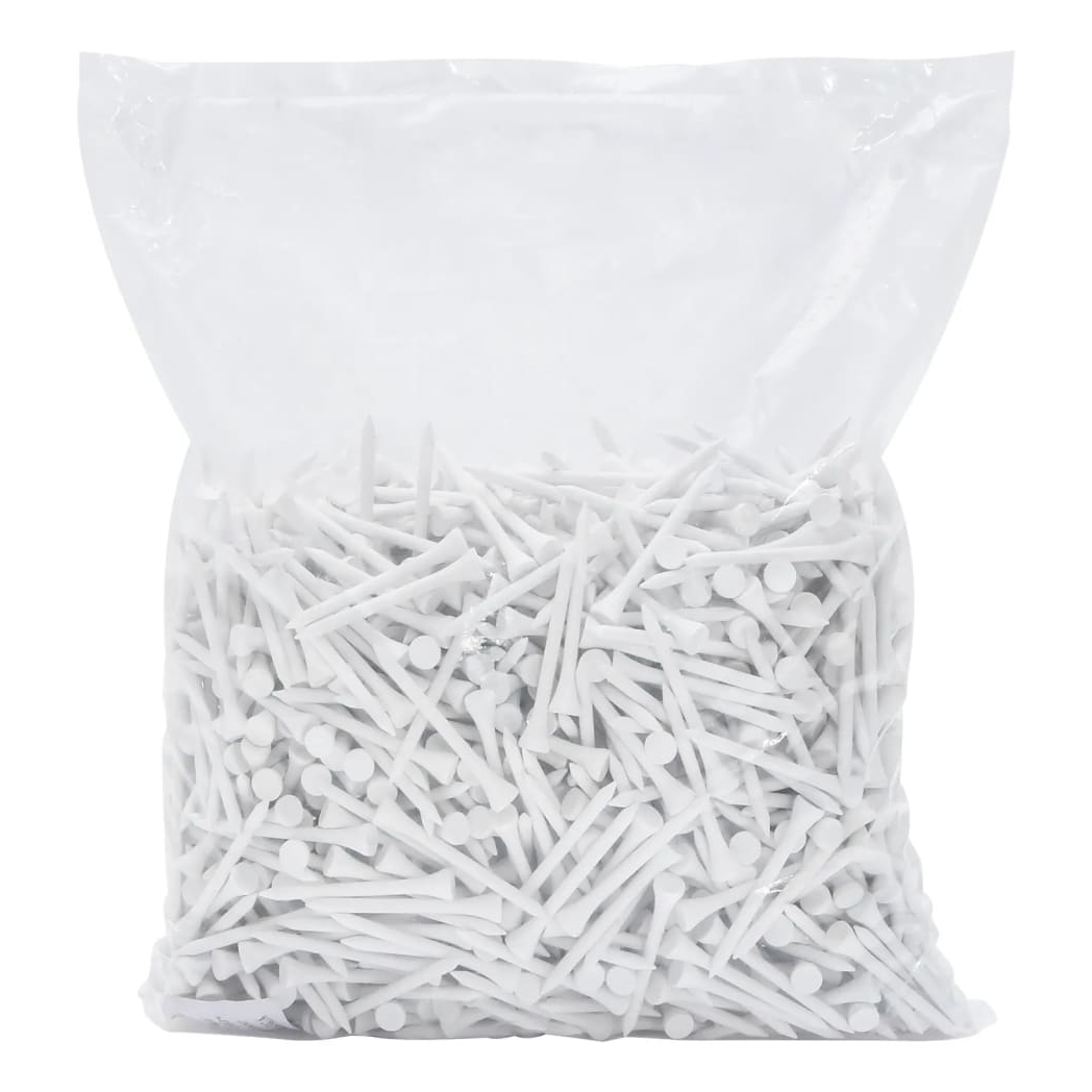 1000pcs Bamboo Golf Tees – White, 83mm Long, Eco-Friendly Biodegradable