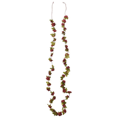 6pcs Christmas Flower Garlands – 250cm Wine Red Artificial Silk & PE Decoration