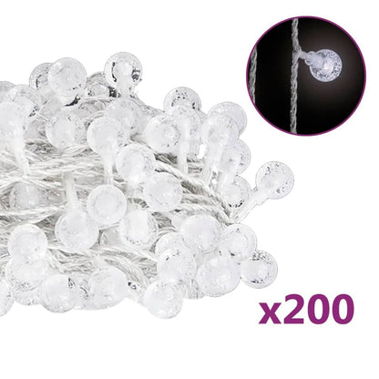 20m Globe Fairy String Lights – 200 Cold White LEDs, 8 Modes, USB Powered, Indoor/Outdoor