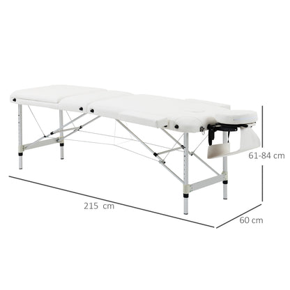 HOMCOM Folding Massage Table – Adjustable Aluminium Frame, PVC Leather, Headrest Included