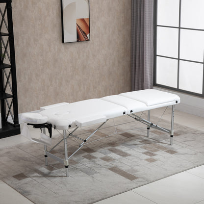 HOMCOM Folding Massage Table – Adjustable Aluminium Frame, PVC Leather, Headrest Included