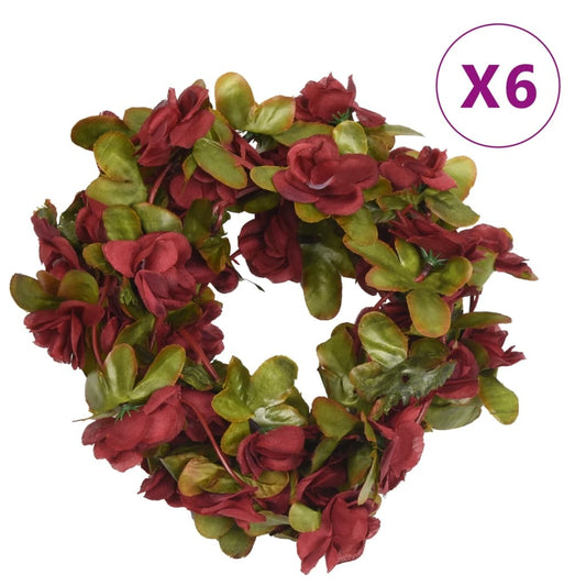 6pcs Christmas Flower Garlands – 250cm Wine Red Artificial Silk & PE Decoration