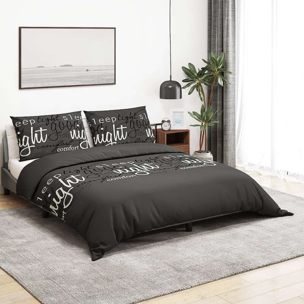 Duvet Cover Set Black  Cotton