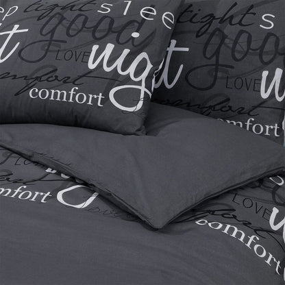 Duvet Cover Set Black – 140x200 cm – 100% Cotton with Pillowcase