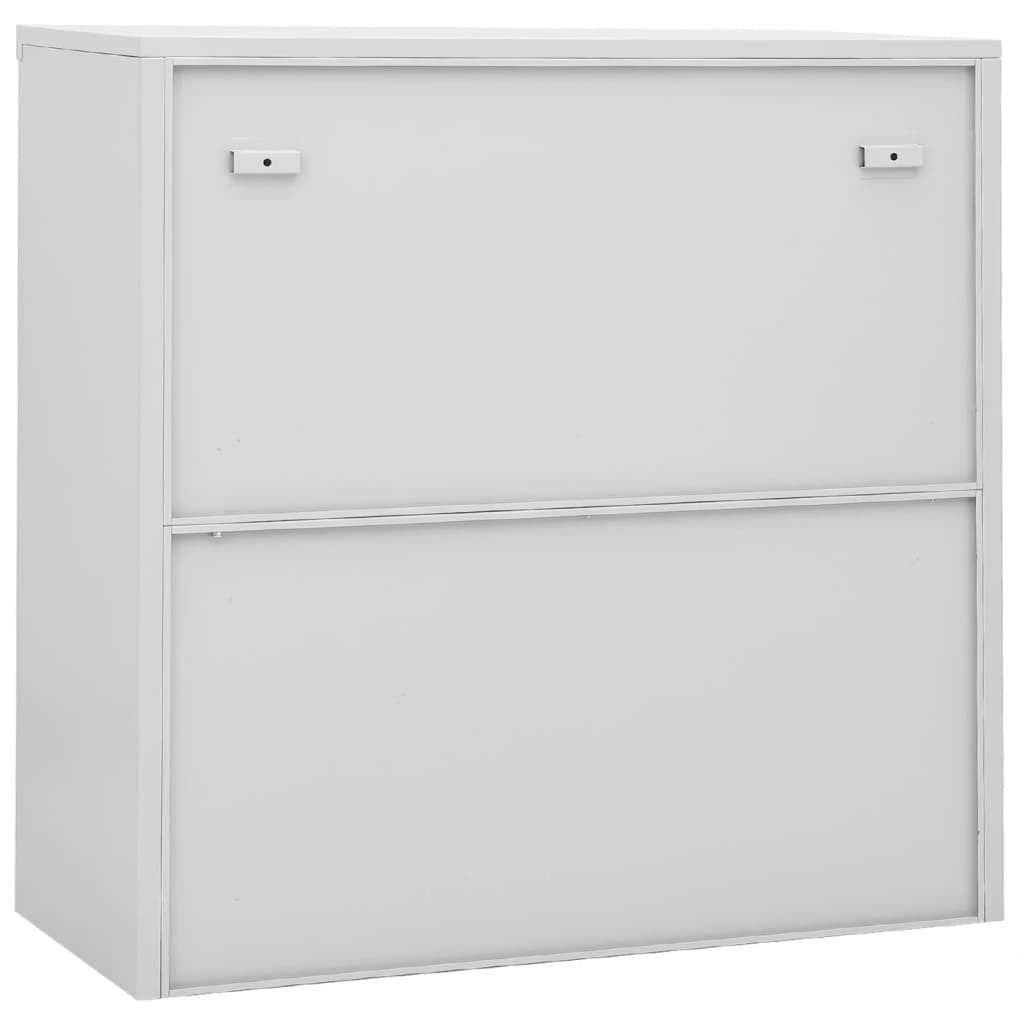 Office Cabinet with Sliding Door Light Grey Steel