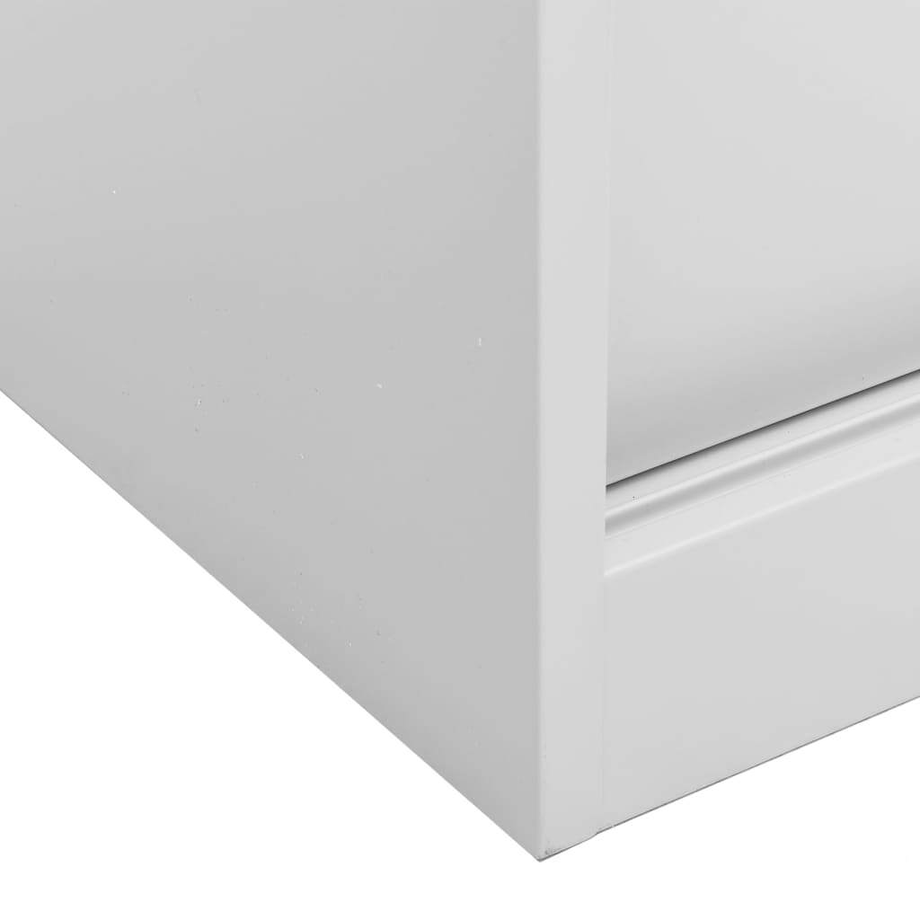 Office Cabinet with Sliding Door Light Grey Steel