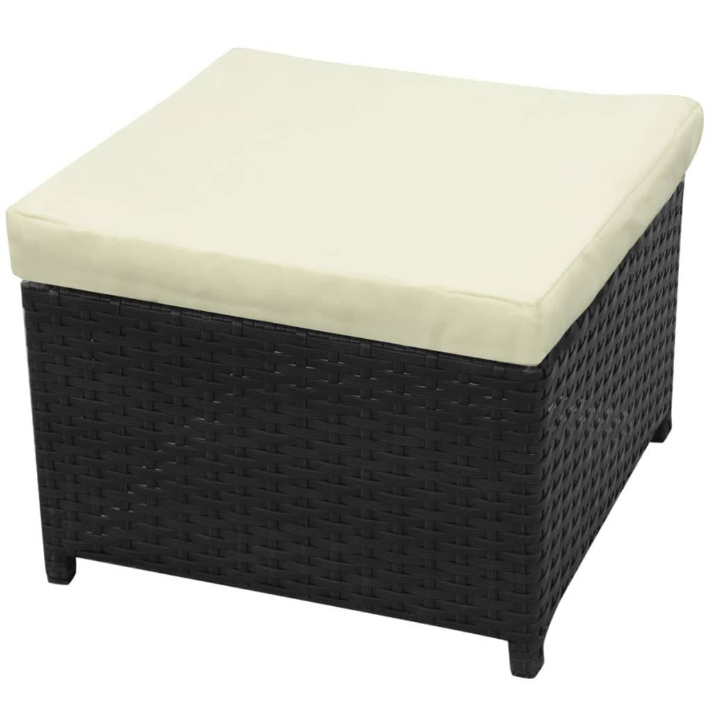 Garden Lounge Set with Cushions Poly Rattan Black