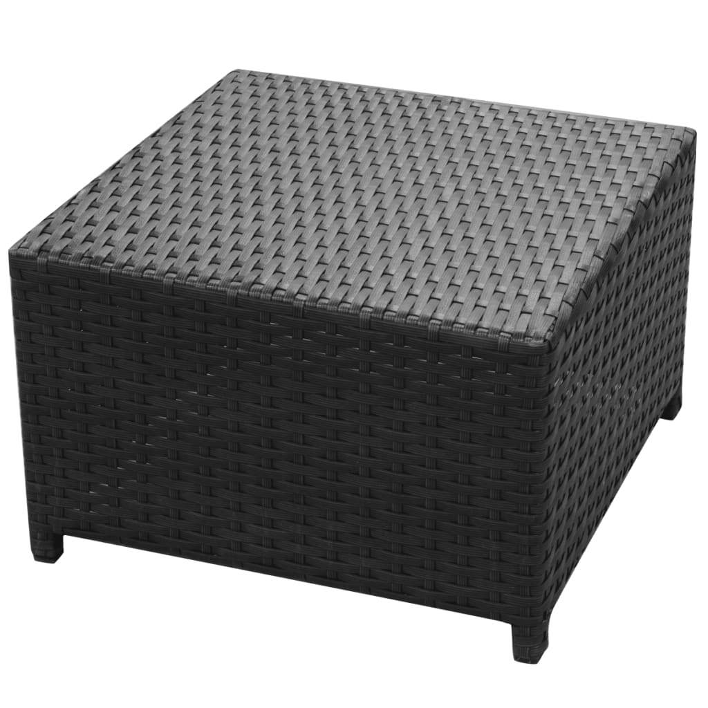 Garden Lounge Set with Cushions Poly Rattan Black