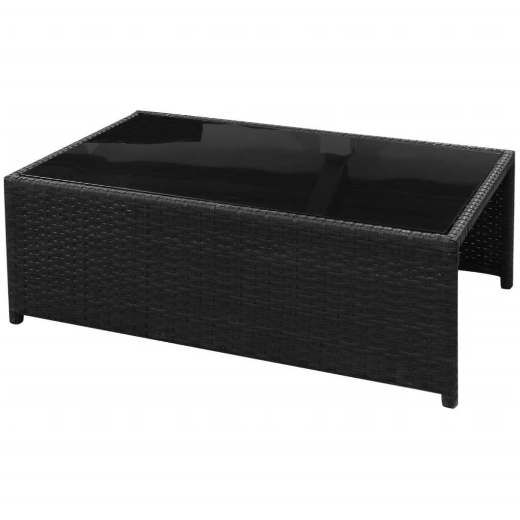 Garden Lounge Set with Cushions Poly Rattan Black