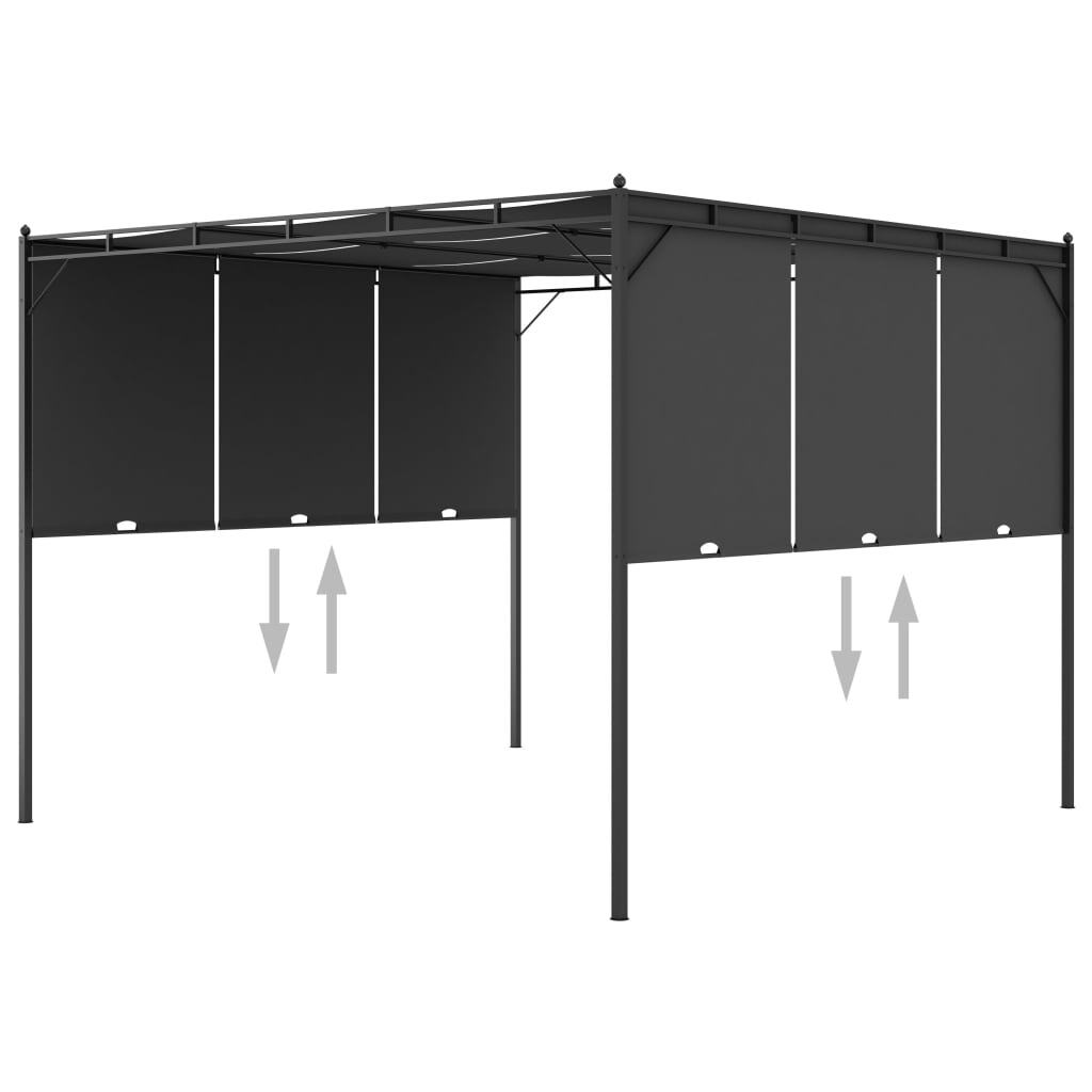 vidaXL Garden Gazebo with Side Curtain 3x3x2.25 m Anthracite