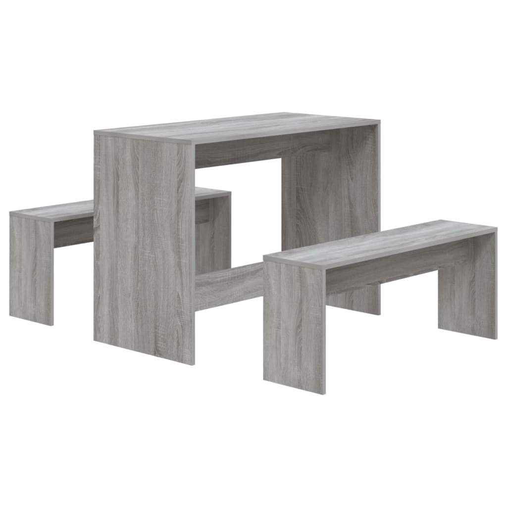 vidaXL 3 Piece Dining Set Grey Sonoma Engineered Wood