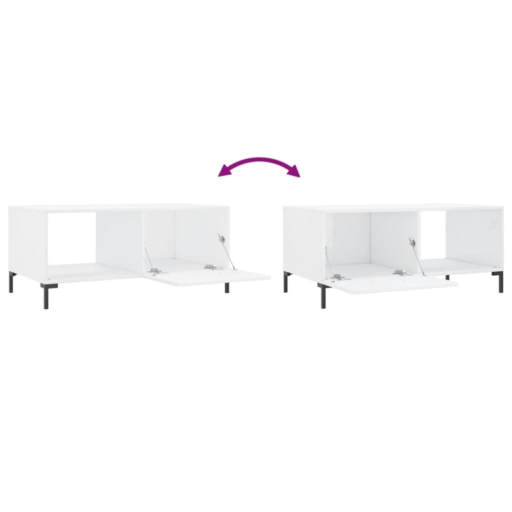 vidaXL Coffee Table High Gloss White 90x50x40 cm Engineered Wood