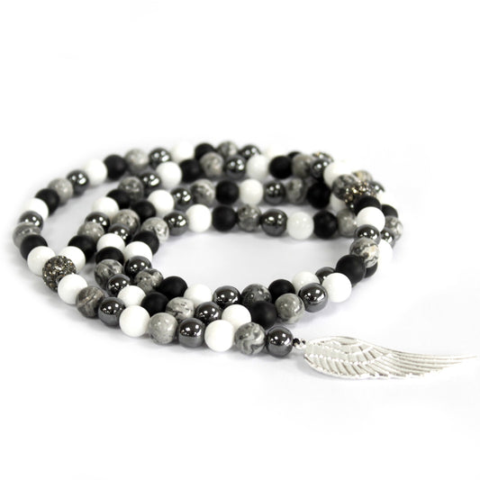 Angel Wing / Grey Agate - Gemstone Necklace - Per case: 1 Piece