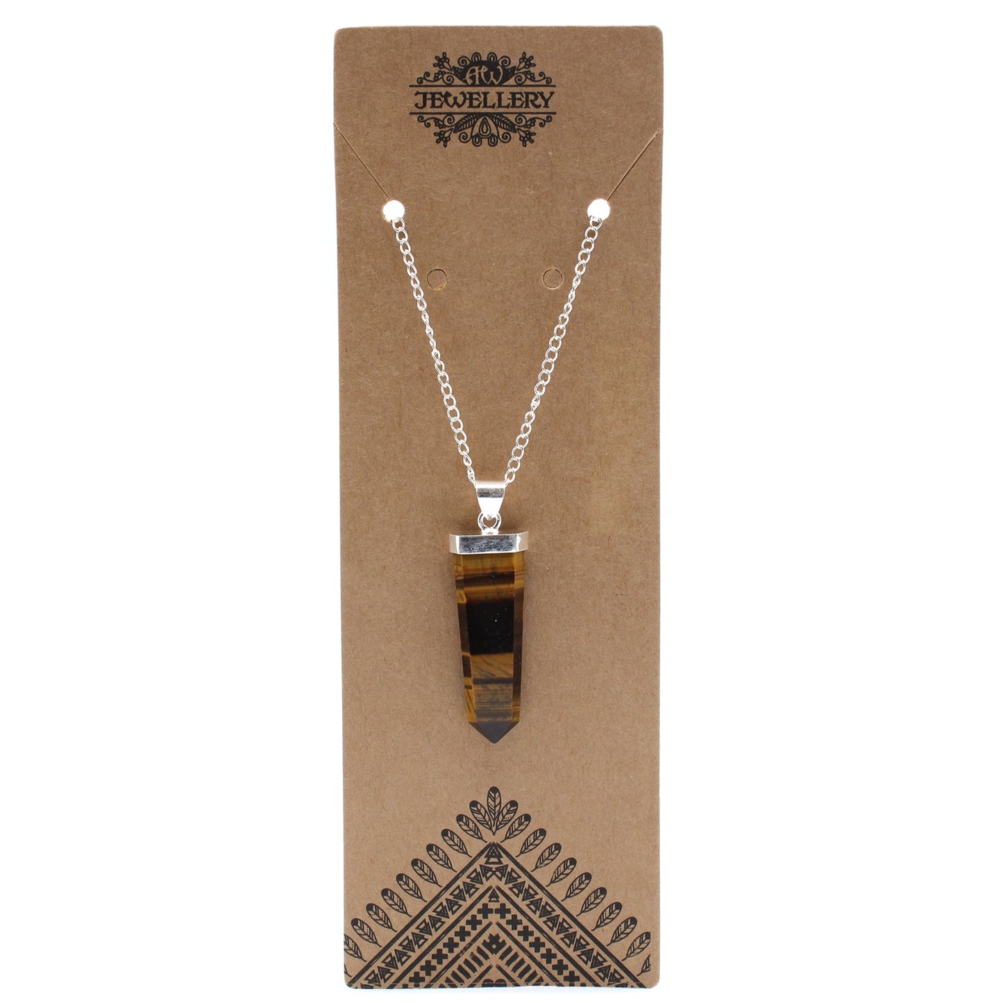 Gemstone Flat Pencil Pendant - Tiger Eye 