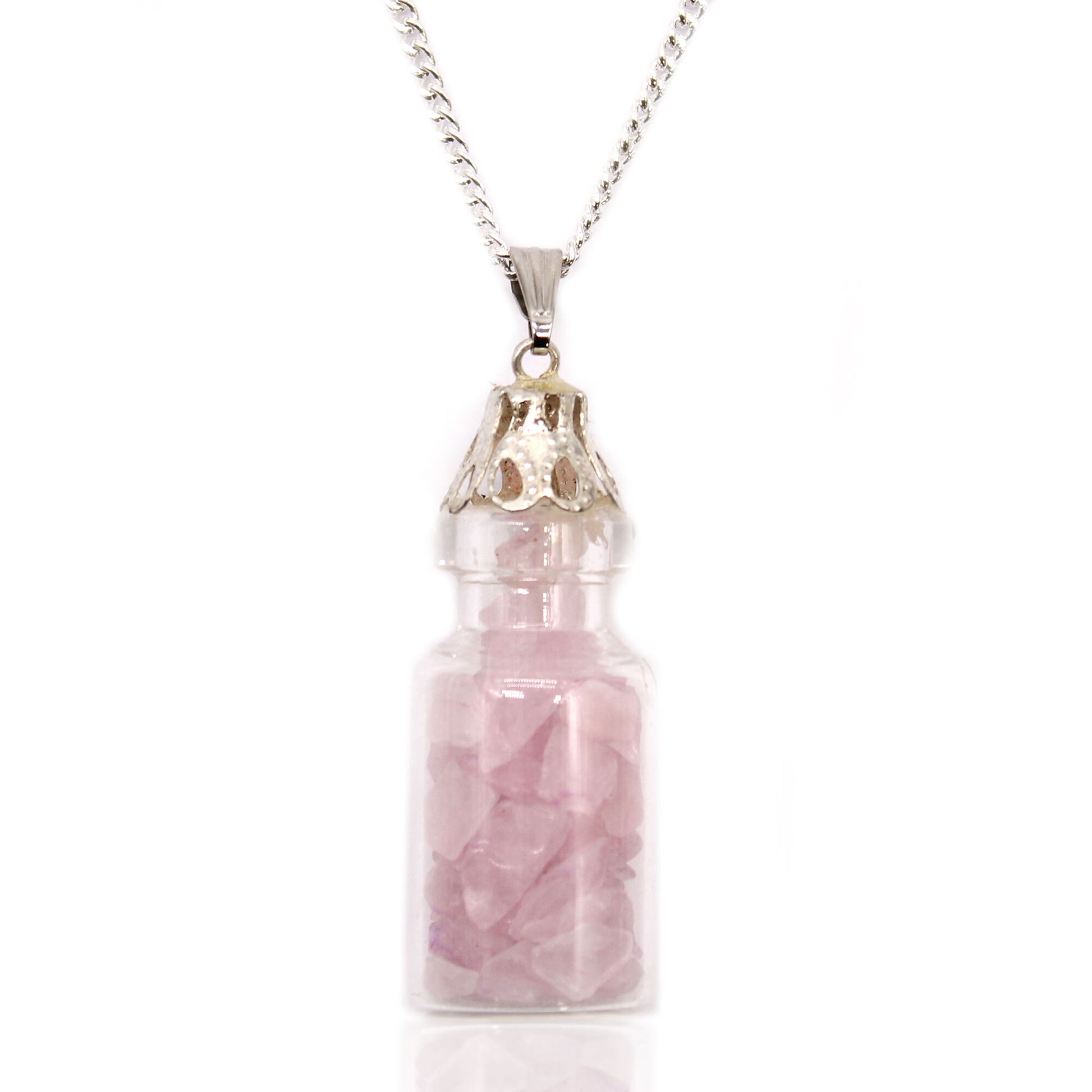 Bottled Gemstones Necklace - Rose Quartz 