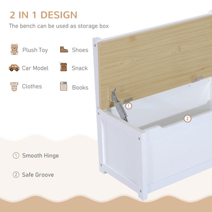 Kids Wooden Table, Chair & Storage Bench Set – 4 Piece | HOMCOM