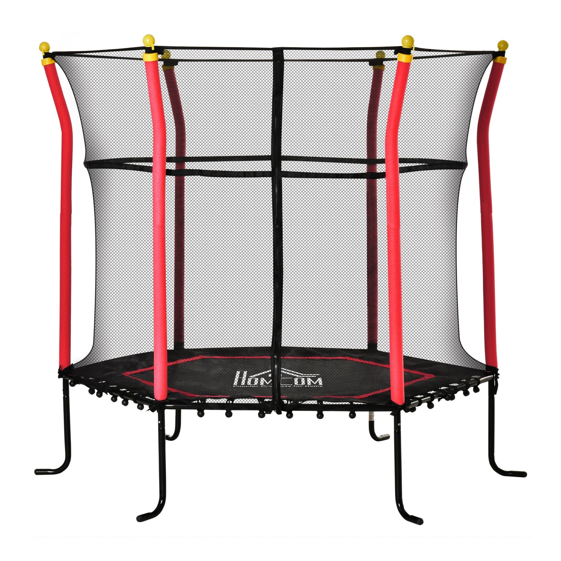 Kids Trampoline With Enclosure Indoor Outdoor for 3-10 Years Red 5.2FT