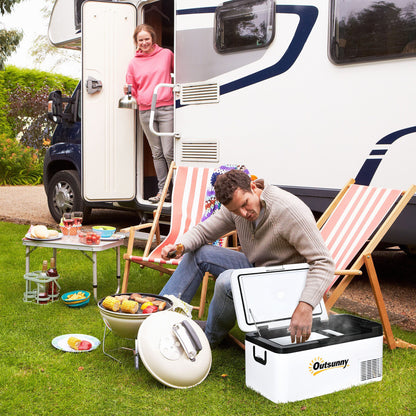 Outsunny 18L Portable Car Refrigerator – 12V/24V DC & 110-240V AC, -20°C Cooling