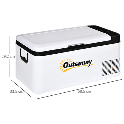 Outsunny 18L Portable Car Refrigerator – 12V/24V DC & 110-240V AC, -20°C Cooling