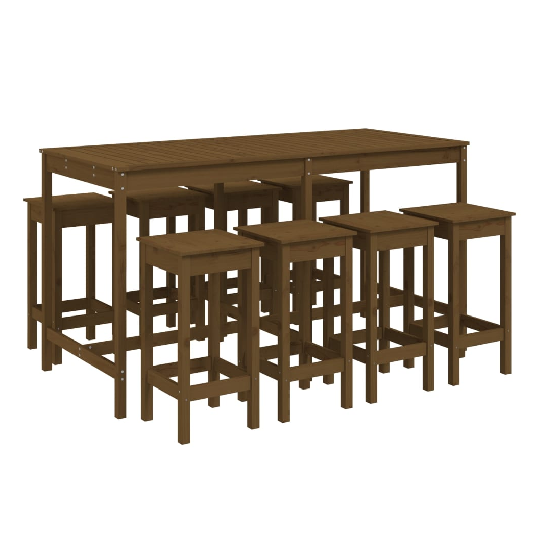 vidaXL 9 Piece Garden Bar Set Honey Brown Solid Wood Pine