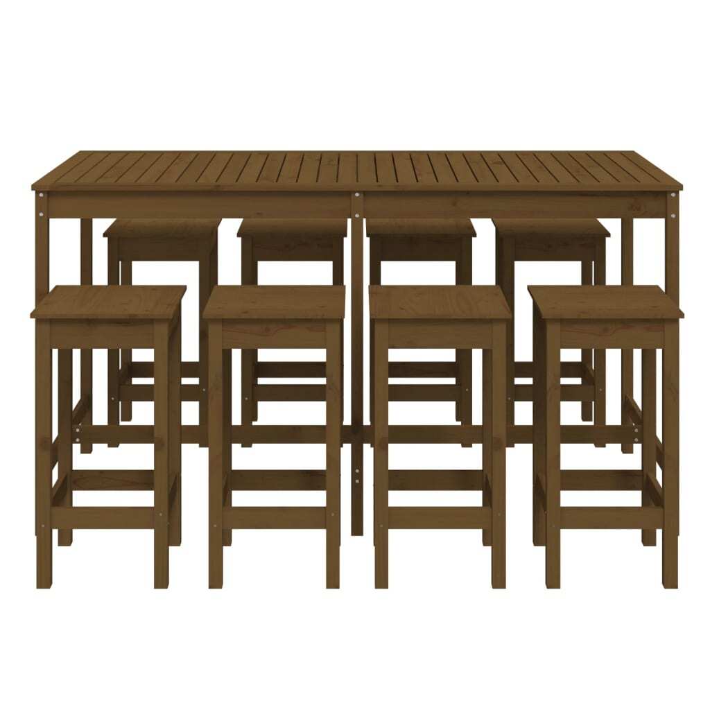 vidaXL 9 Piece Garden Bar Set Honey Brown Solid Wood Pine