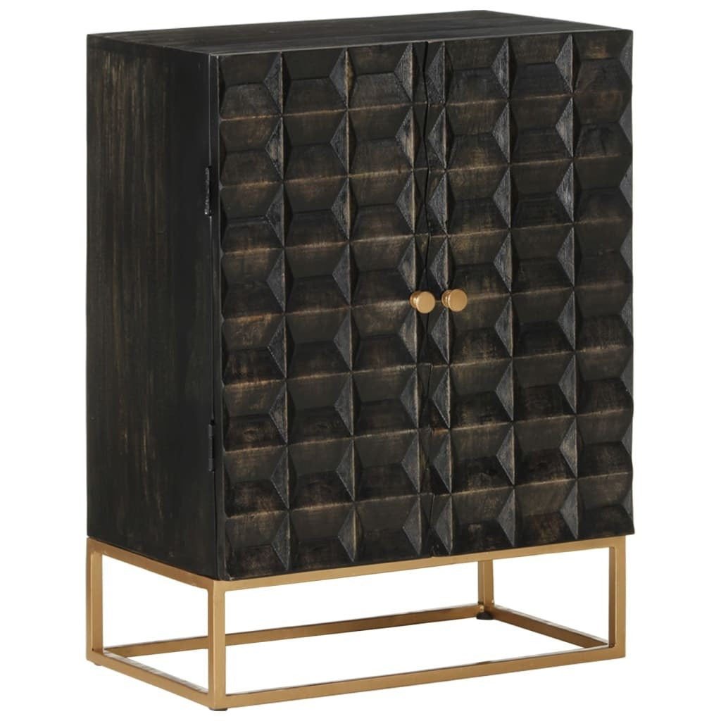 vidaXL Sideboard Black 55x34x75 cm Solid Wood Mango and Iron