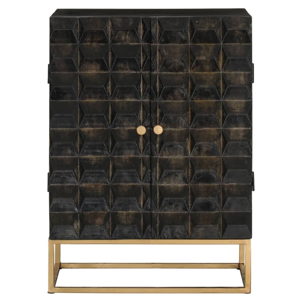 vidaXL Sideboard Black 55x34x75 cm Solid Wood Mango and Iron