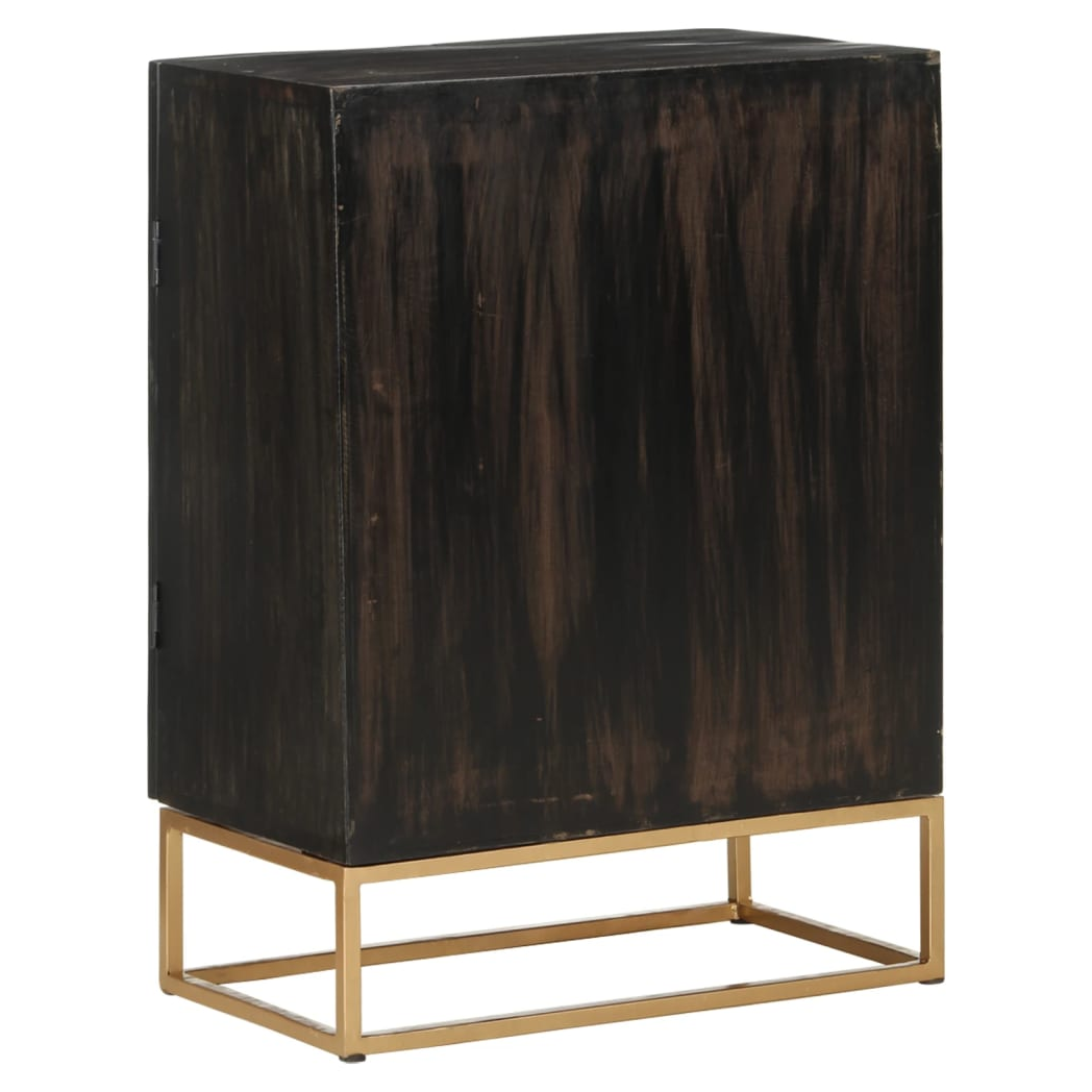 vidaXL Sideboard Black 55x34x75 cm Solid Wood Mango and Iron