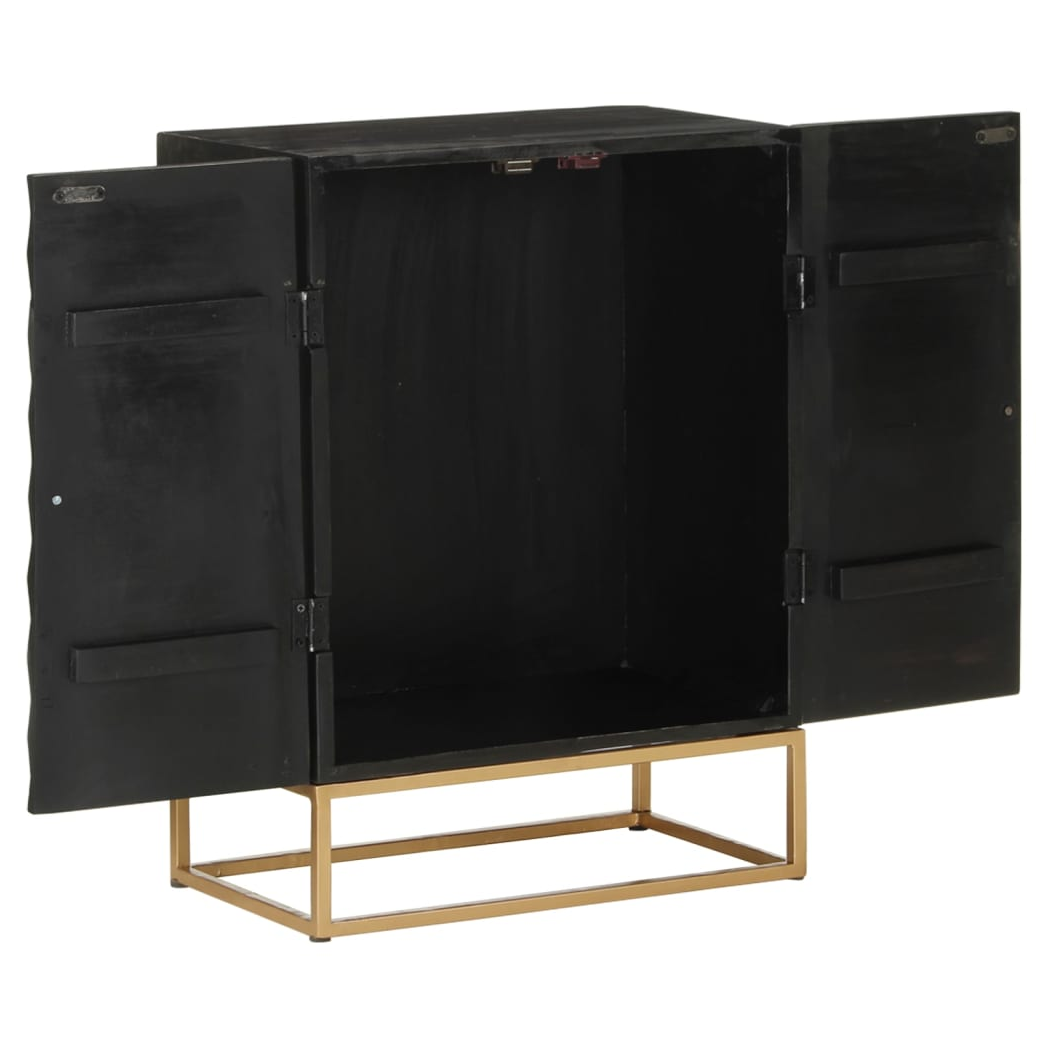 vidaXL Sideboard Black 55x34x75 cm Solid Wood Mango and Iron