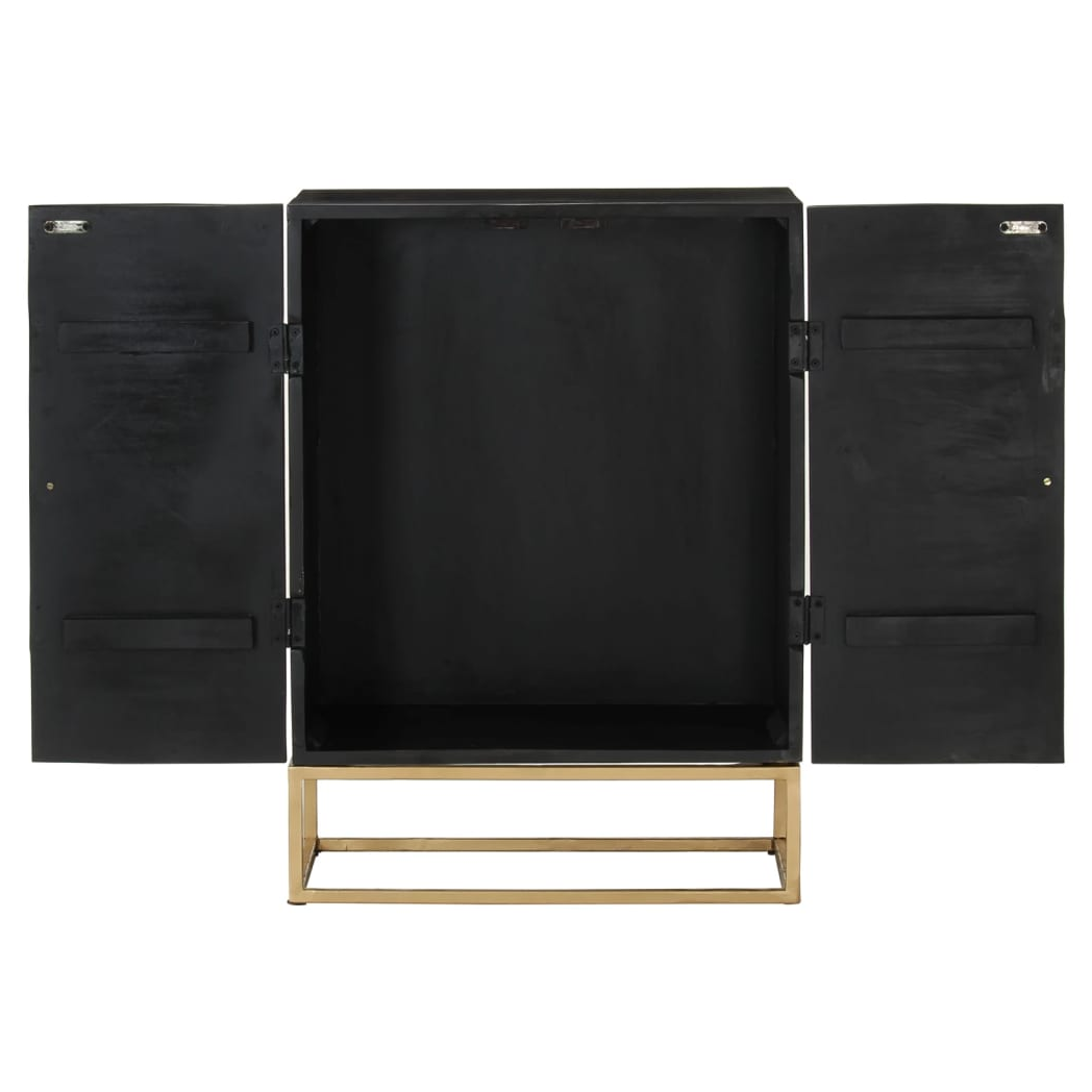 vidaXL Sideboard Black 55x34x75 cm Solid Wood Mango and Iron