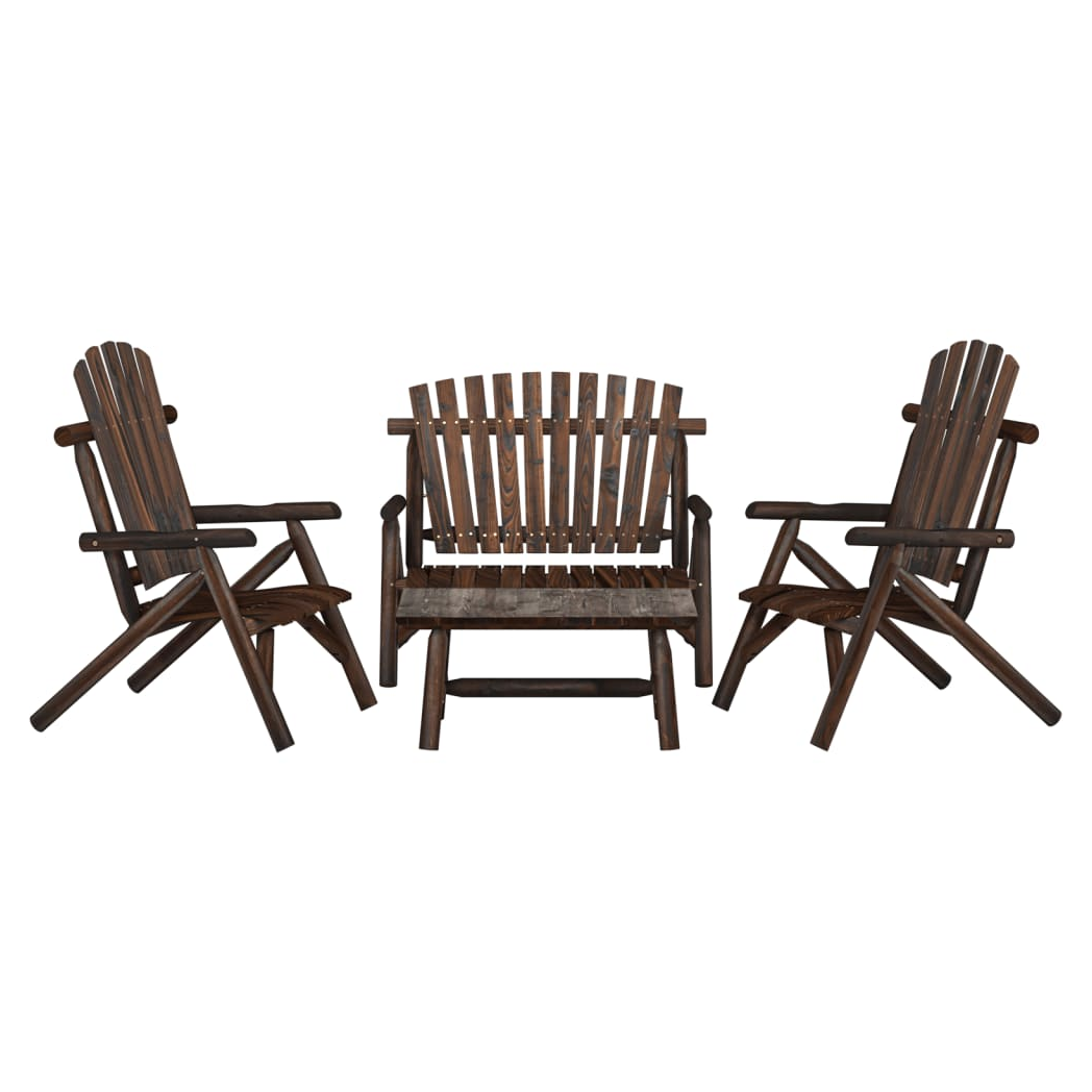 4 Piece Garden Lounge Set Solid Wood Spruce