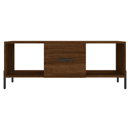 Brown Oak Coffee Table – 102x50x40 cm – Engineered Wood with Iron Frame – Stylish Living Room Furniture