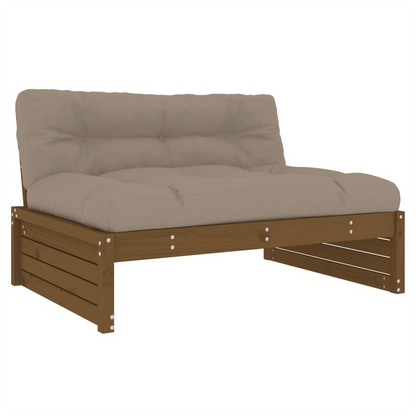 Middle Sofa Honey Brown 120x80 cm – Solid Pine Wood Frame with Cushions