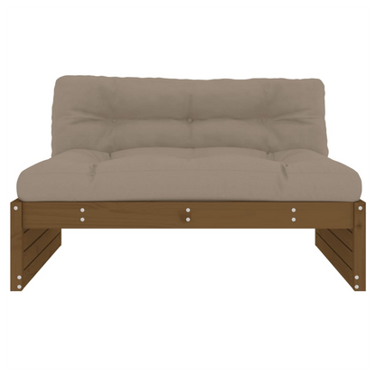 Middle Sofa Honey Brown 120x80 cm – Solid Pine Wood Frame with Cushions
