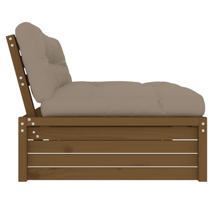Middle Sofa Honey Brown 120x80 cm – Solid Pine Wood Frame with Cushions