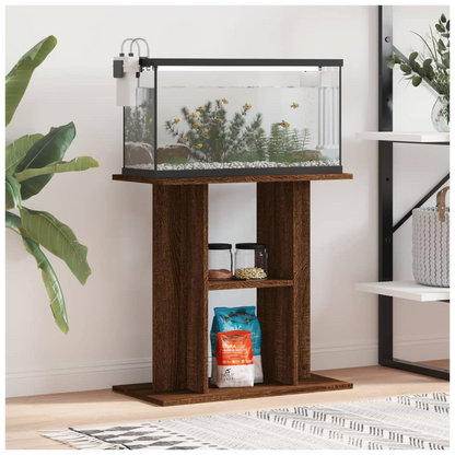 Aquarium Stand – Brown Oak Finish – 60x30x60 cm – Engineered Wood Cabinet for Fish Tanks