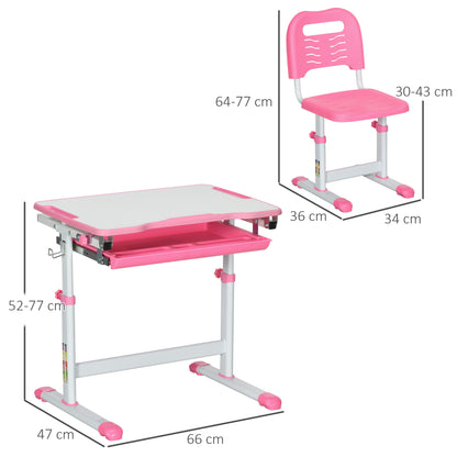 Kids Desk and Chair Set – Height Adjustable with Drawer, Pen Slot & Hook