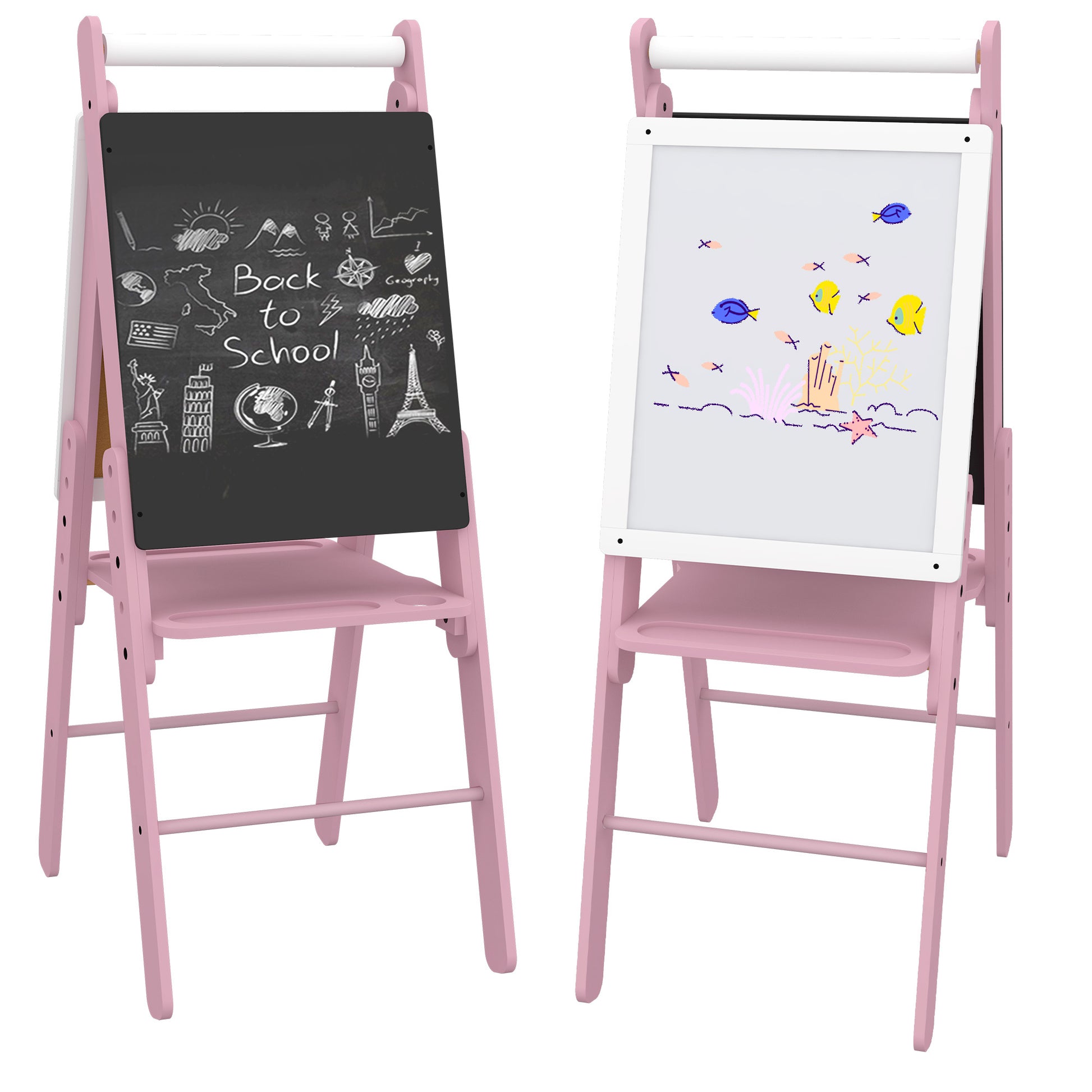 Art Easel for Kids, Double-Sided Whiteboard Chalkboard 