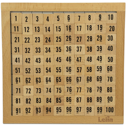 LELIN Wooden Hundred Board Game – Montessori 1 to 100 Number Learning Toy