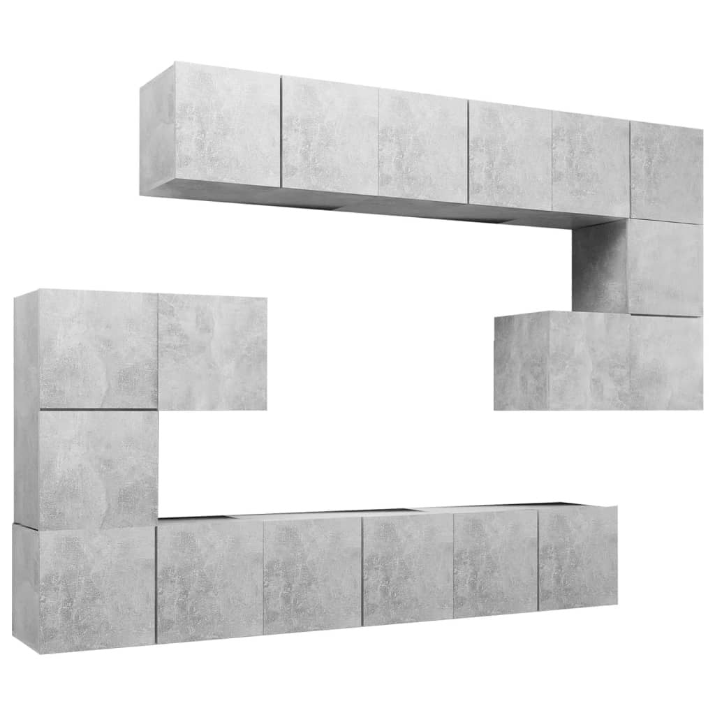 vidaXL 10 Piece TV Cabinet Set Concrete Grey Engineered Wood