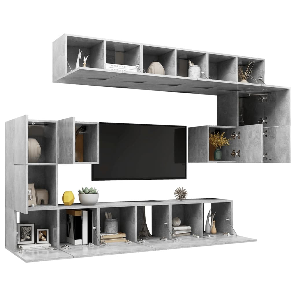 vidaXL 10 Piece TV Cabinet Set Concrete Grey Engineered Wood