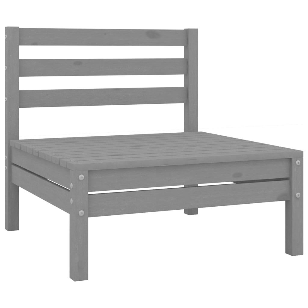 Garden Lounge Set Grey Solid Pinewood